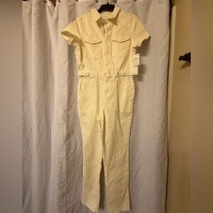 Good American Fit for Success Utility Short-Sleeve Jumpsuit in Sand Color